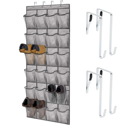 Over the Door Shoe Organizer Gorilla Grip Gray 1 Pack 24 Extra Large Pockets