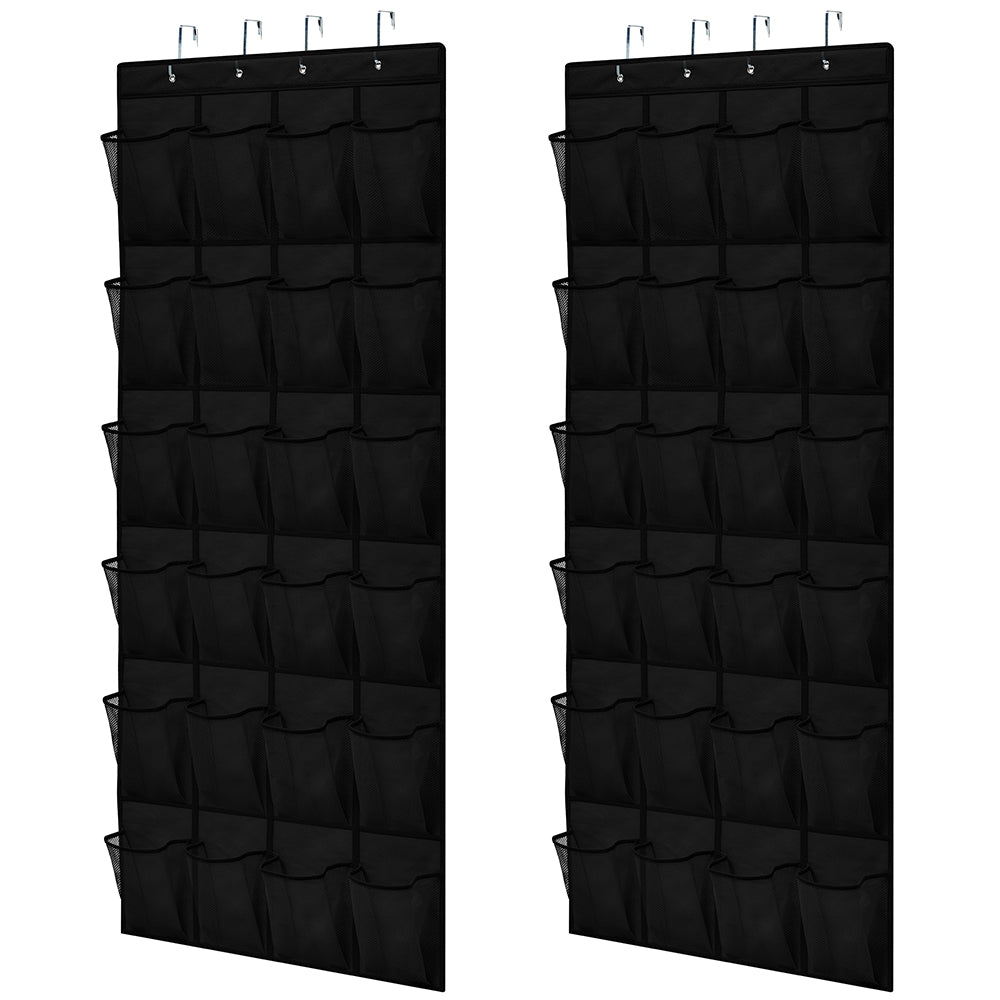 Over the Door Shoe Organizer Gorilla Grip Black 2 Pack 24 Pockets