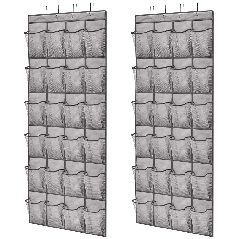 Over Door Organizer  Gorilla Grip Gray Dark Gray Trim 24 Pockets - 2 Pack 