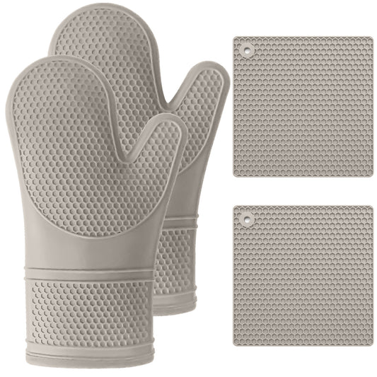 Silicone Oven Mitt Trivet Gorilla Grip Almond