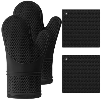 Silicone Oven Mitt Trivet Gorilla Grip Black