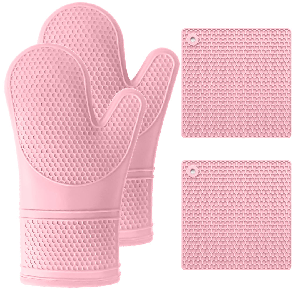Silicone Oven Mitt Trivet Gorilla Grip Pink