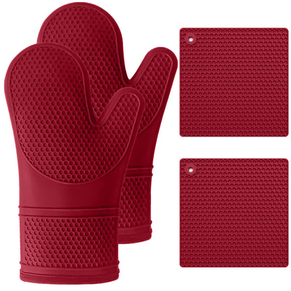 Silicone Oven Mitt Trivet Gorilla Grip Red