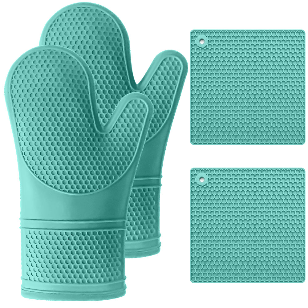 Silicone Oven Mitt Trivet Gorilla Grip Turquoise