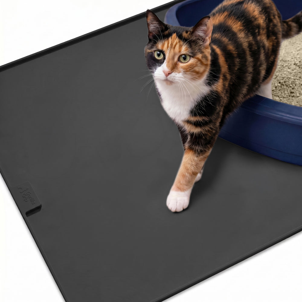 Silicone Cat Litter Box Mat Gorilla Grip Black 24" x 15"