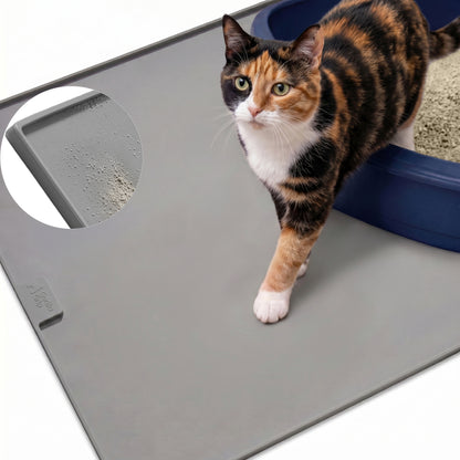 Silicone Cat Litter Box Mat Gorilla Grip Gray 24" x 15"