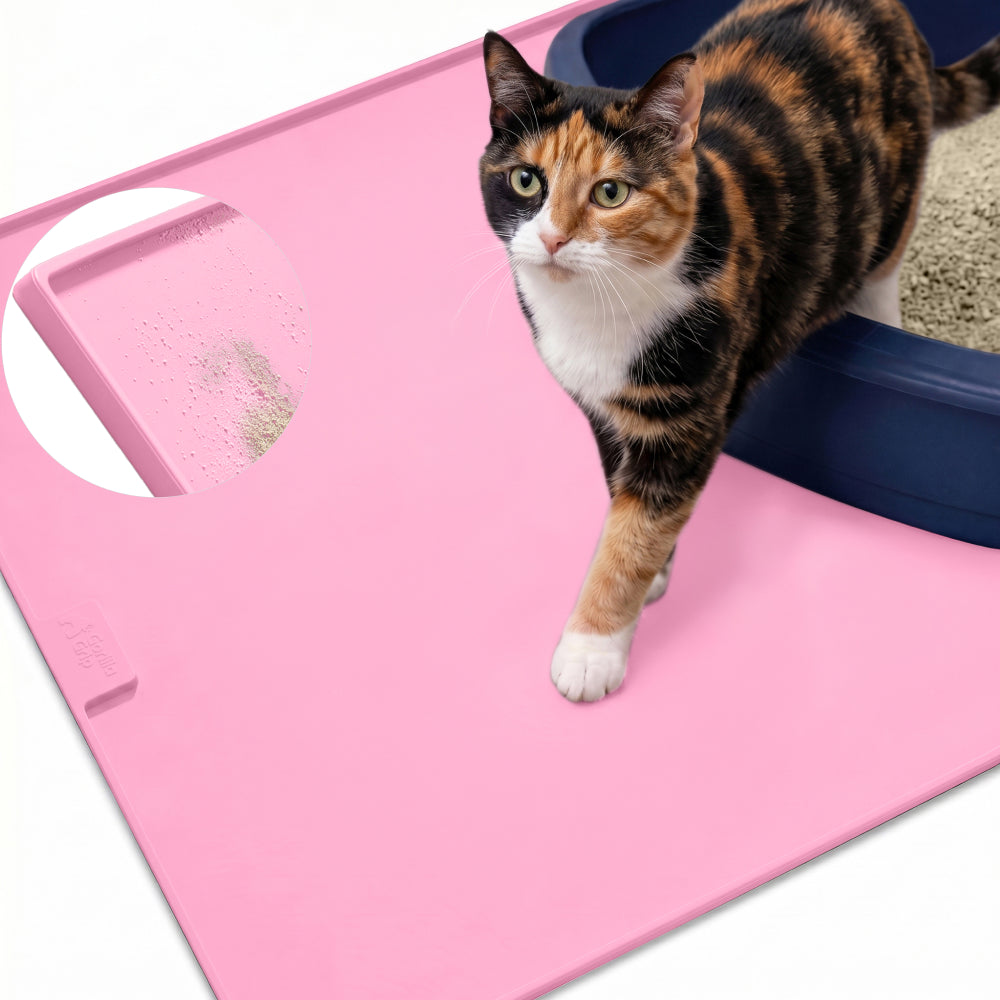 Silicone Cat Litter Box Mat Gorilla Grip Pink 24" x 15"