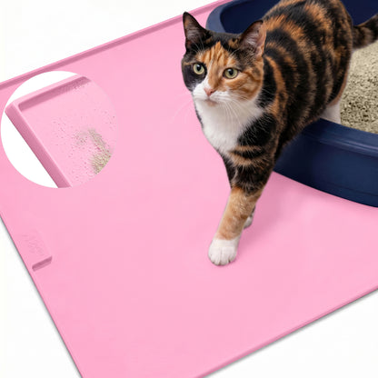 Silicone Cat Litter Box Mat Gorilla Grip Pink 24" x 15"
