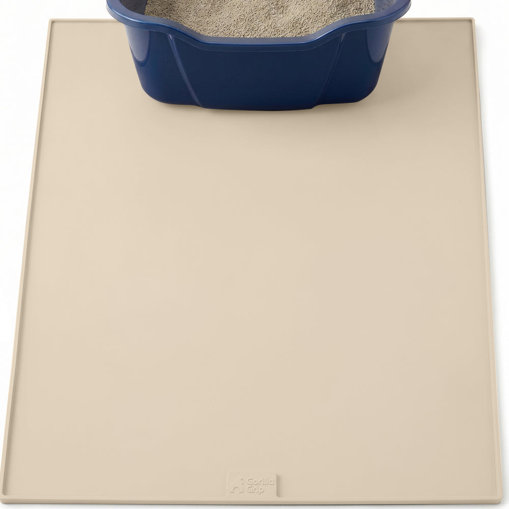 Silicone Cat Litter Box Mat Gorilla Grip Beige 30" x 24"