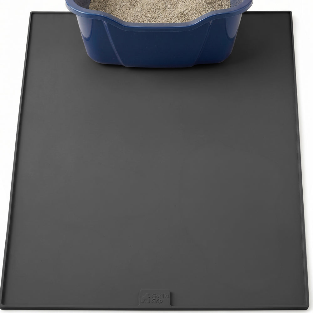 Silicone Cat Litter Box Mat Gorilla Grip Black 30" x 24"