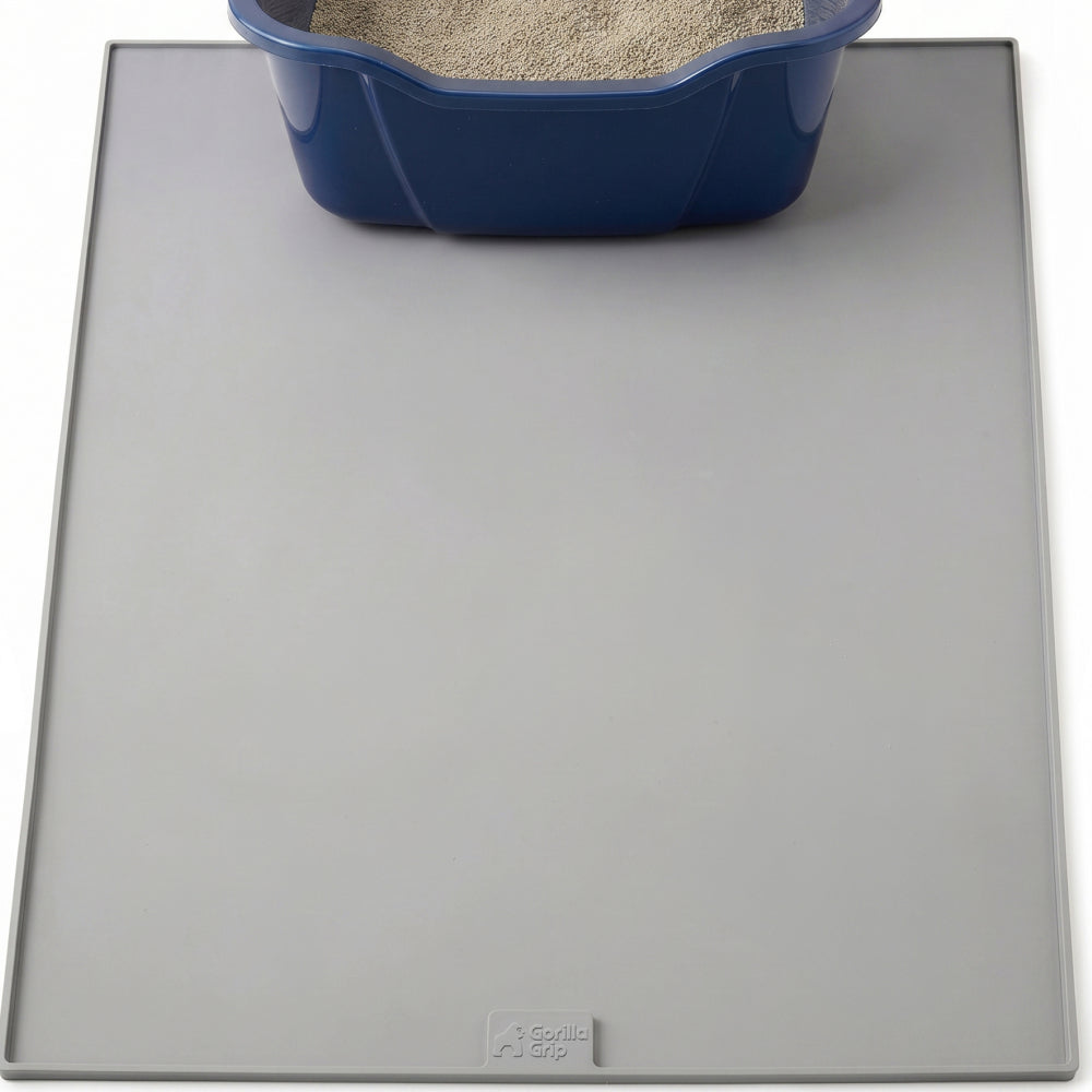 Silicone Cat Litter Box Mat Gorilla Grip Gray 30" x 24"