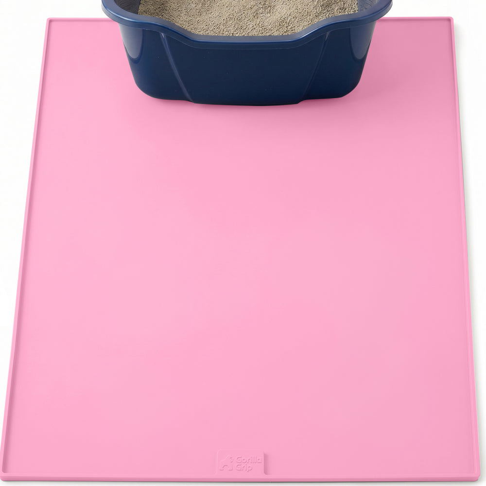 Silicone Cat Litter Box Mat Gorilla Grip Pink 30" x 24"