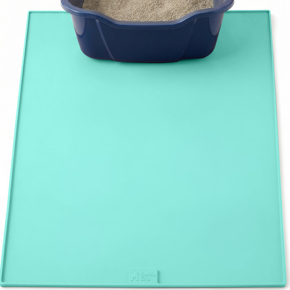 Silicone Cat Litter Box Mat Gorilla Grip Turquoise 30" x 24"