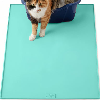 Silicone Cat Litter Box Mat Gorilla Grip Turquoise 35" x 23"