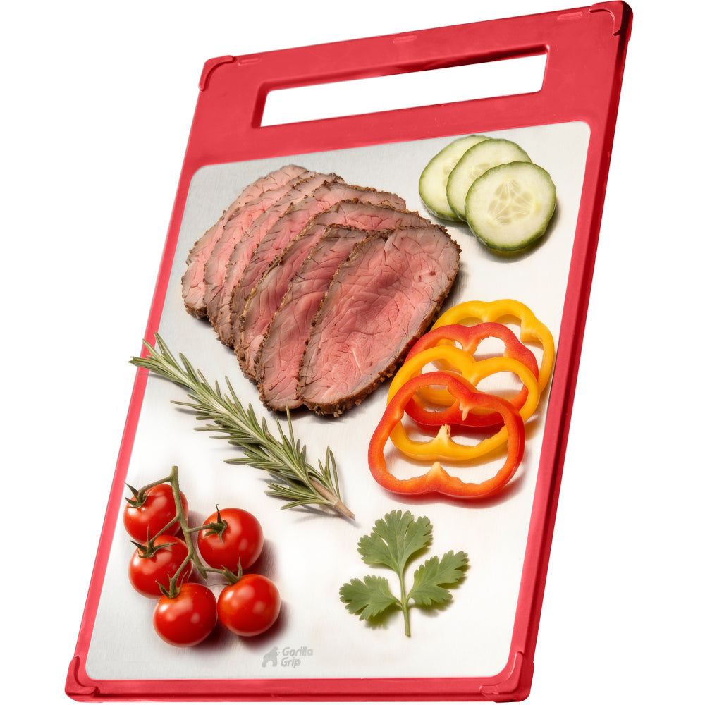 Stainless Steel Cutting Board Gorilla Grip Red 16"L x 11"W
