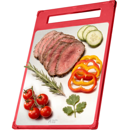 Stainless Steel Cutting Board Gorilla Grip Red 16"L x 11"W