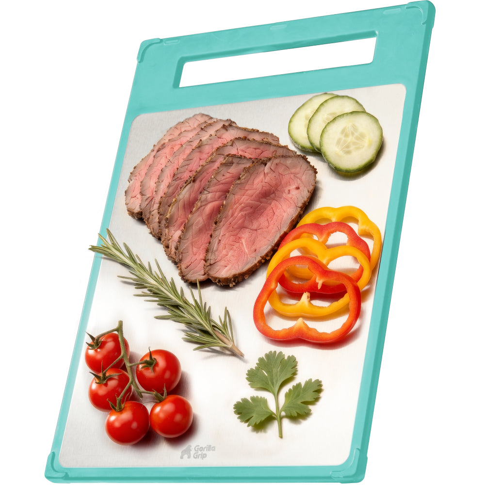 Stainless Steel Cutting Board Gorilla Grip Turquoise 16"L x 11"W