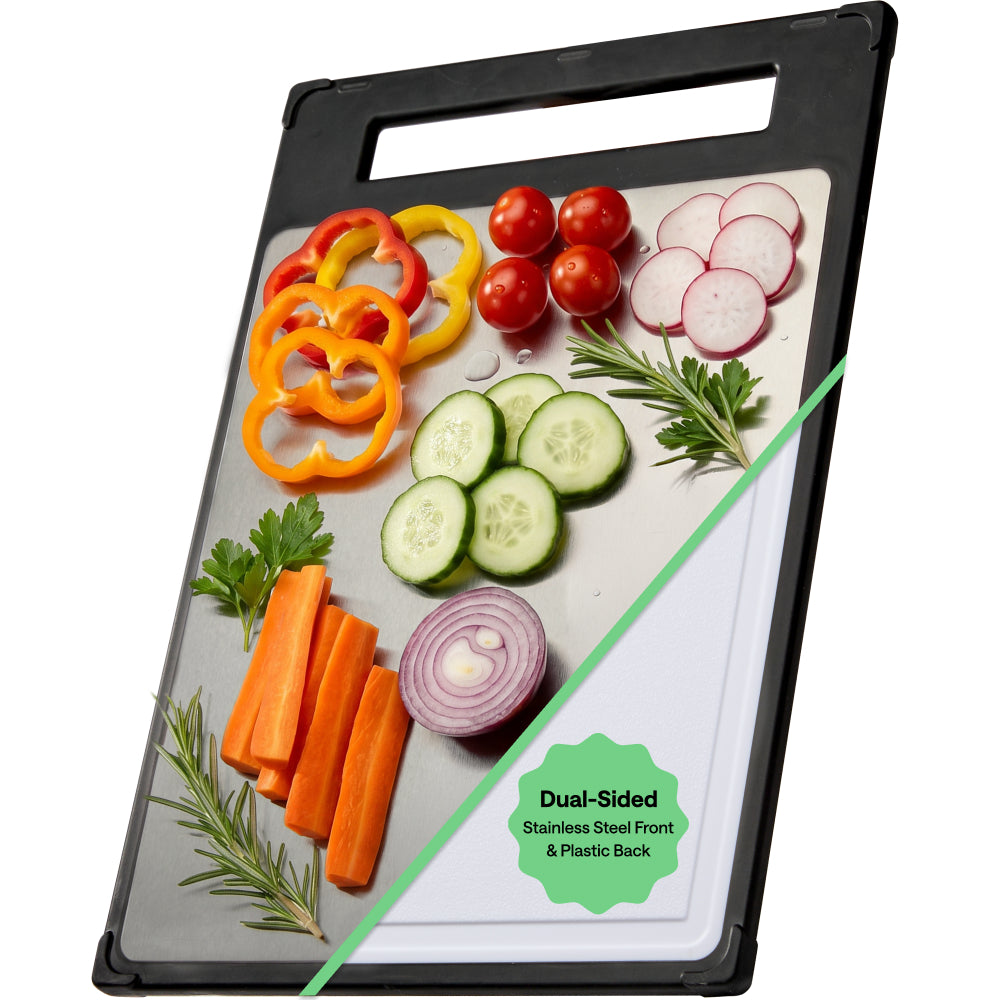 Stainless Steel Cutting Board Gorilla Grip Black Large (Stainless Steel + PP)