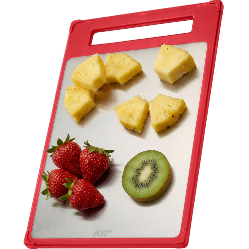 Stainless Steel Cutting Board Gorilla Grip Red 12"L x 8"W