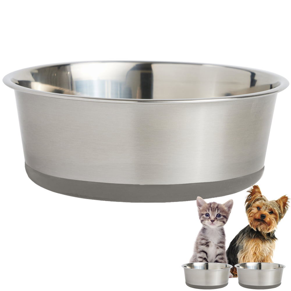 Stainless Steel Dog Bowl (Single) Gorilla Grip Gray 2 Cup
