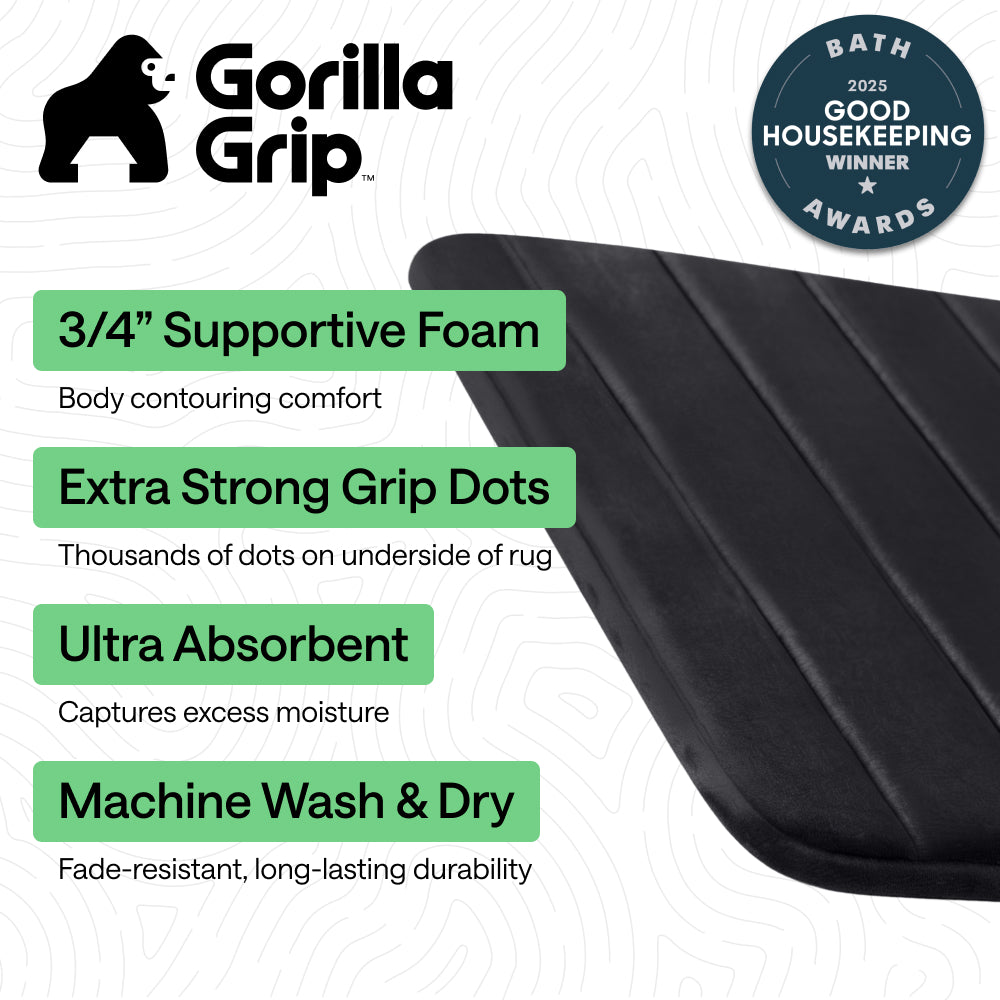 Striped Bath Rug Memory Gorilla Grip