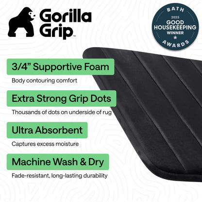 Striped Bath Rug Memory Gorilla Grip