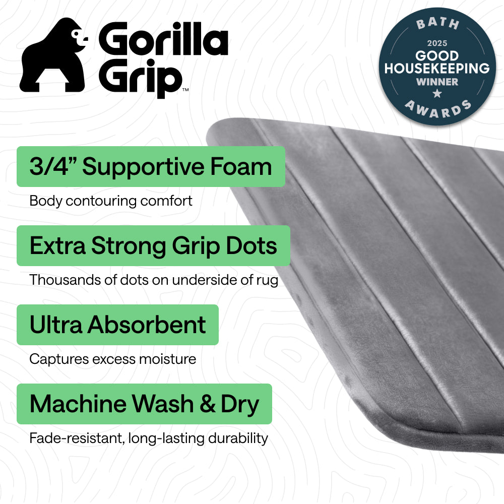 Striped Bath Rug Memory Gorilla Grip