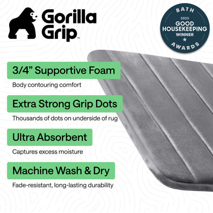 Striped Bath Rug Memory Gorilla Grip