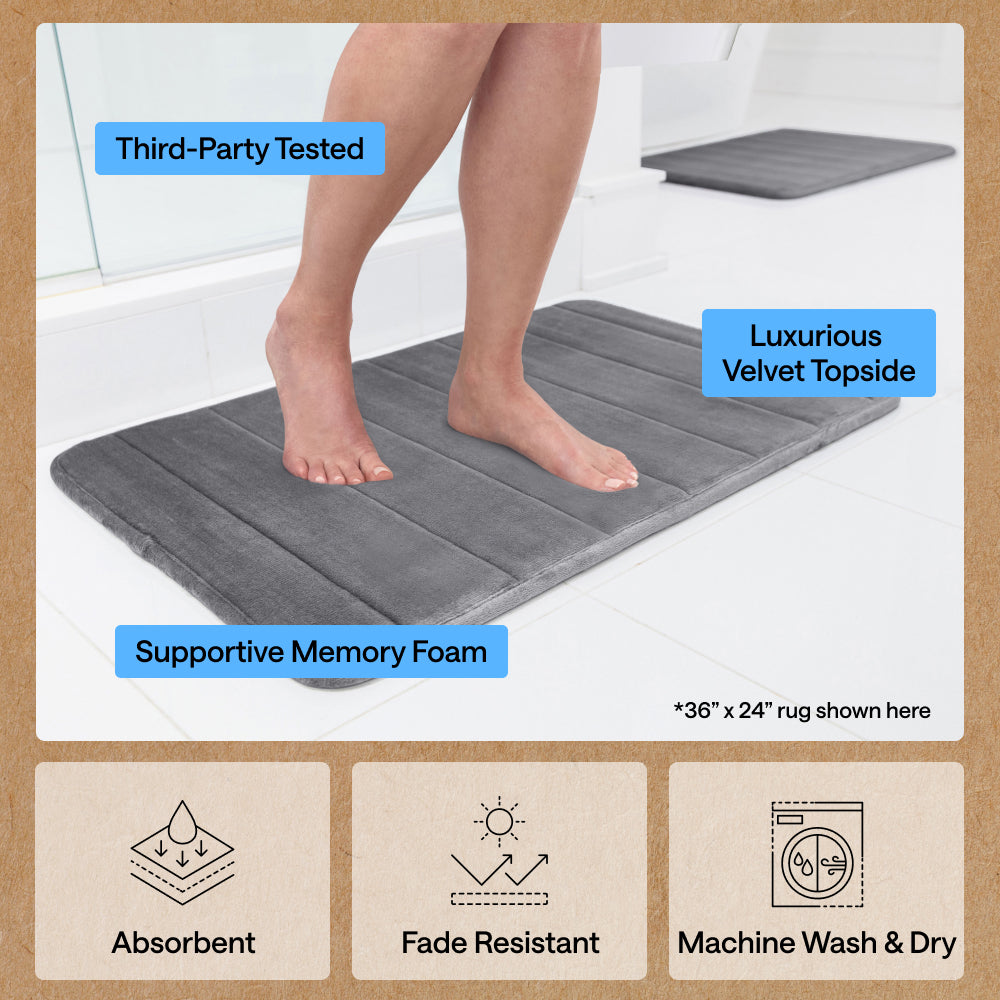 Striped Bath Rug Memory Gorilla Grip