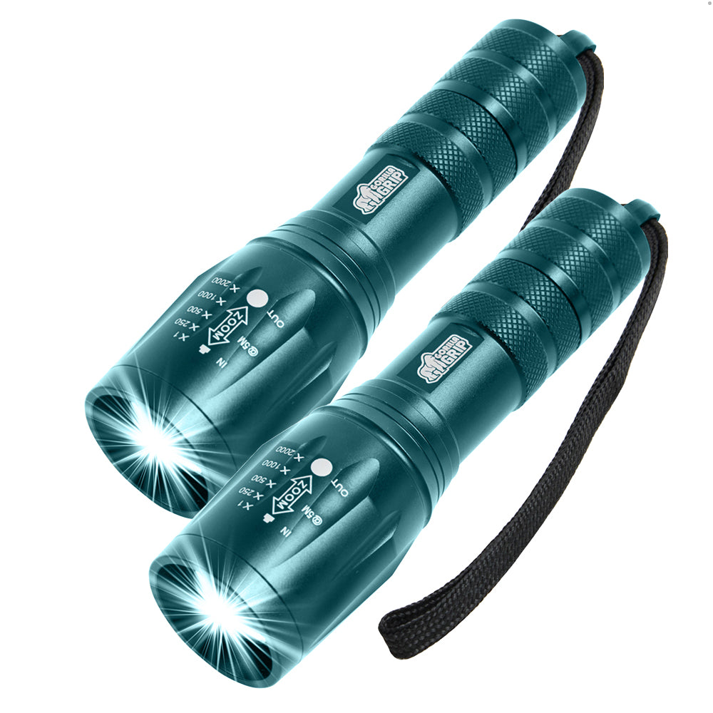 Tactical Flashlight Gorilla Grip Teal Blue 2 Pack