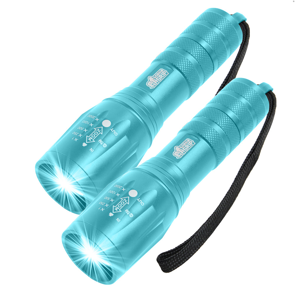 Tactical Flashlight Gorilla Grip Turquoise 2 Pack