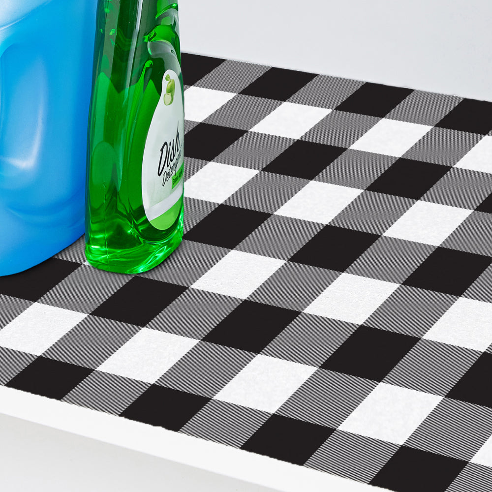 LeakGuard® Under Sink Mat Gorilla Grip Buffalo Checkered Black White 24x24