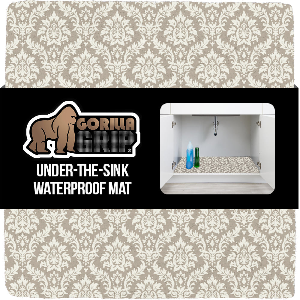 LeakGuard Liner  Gorilla Grip Damask: Taupe/Cream 24x24 