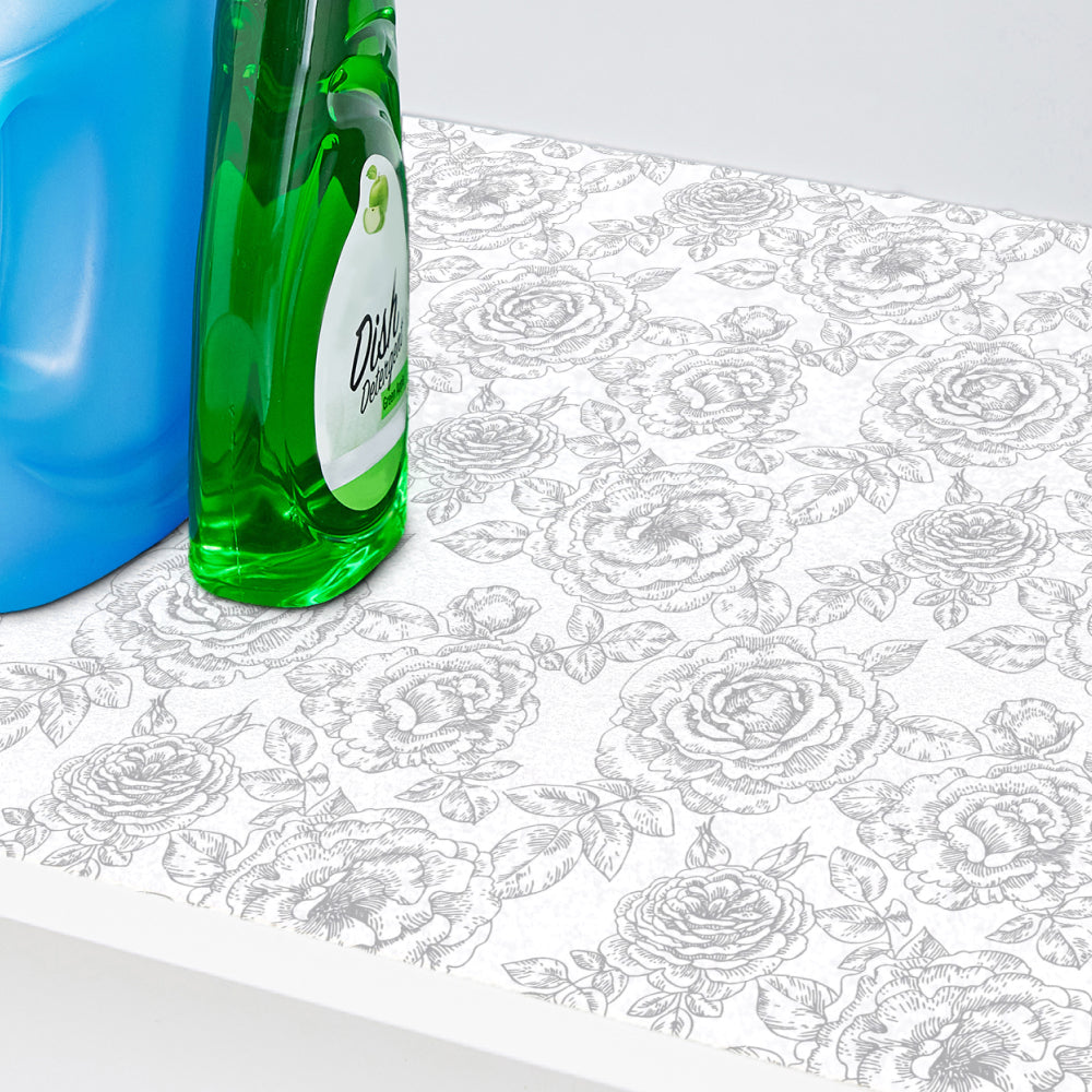 LeakGuard® Under Sink Mat Gorilla Grip Floral: Gray 24x24