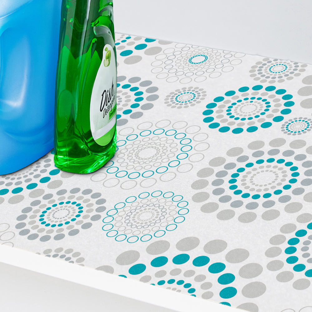 LeakGuard® Under Sink Mat Gorilla Grip Spiral: Gray/White/Turquoise 24x24