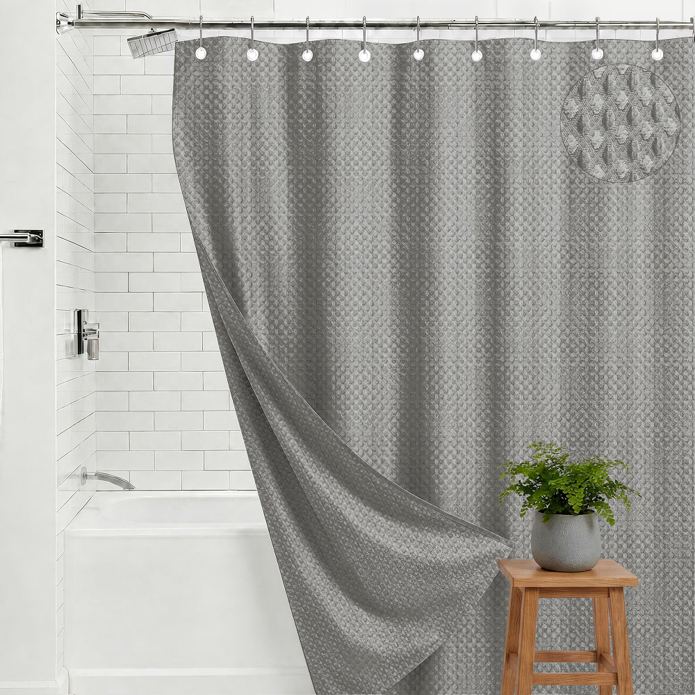 Waffle Shower Curtain Gorilla Grip Gray 72"W x 72"L