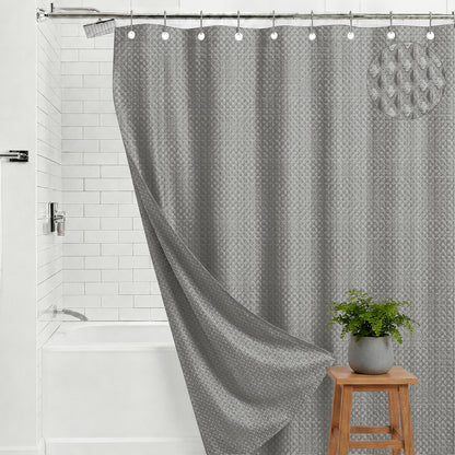 Waffle Shower Curtain Gorilla Grip Gray 72"W x 72"L