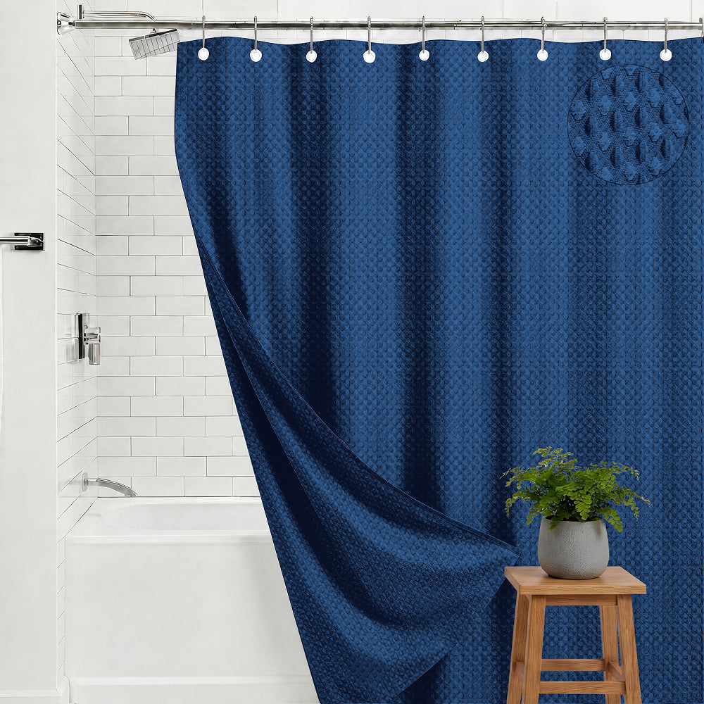 Waffle Shower Curtain Gorilla Grip Navy 72"W x 72"L