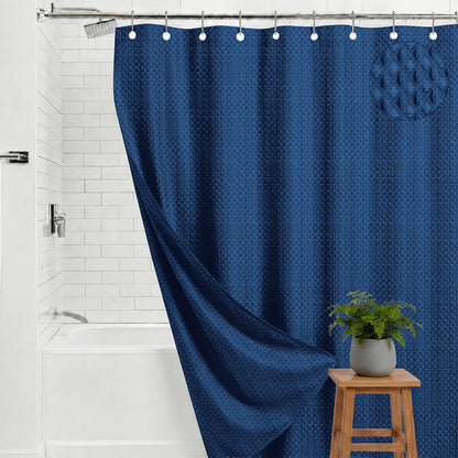Waffle Shower Curtain Gorilla Grip Navy 72"W x 72"L
