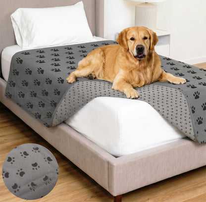 Waterproof Pet Blanket Gorilla Grip Gray Black Paw