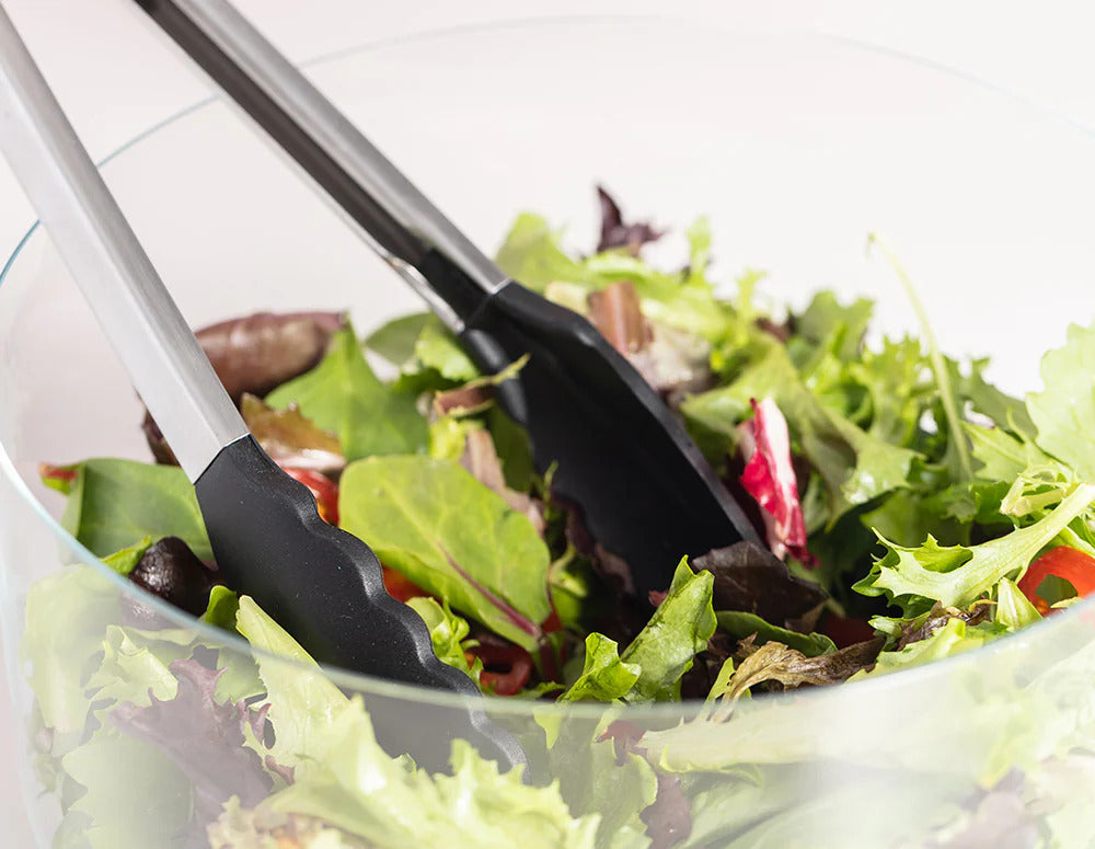 Gorilla Grip Kitchen Tongs in a salad bowl