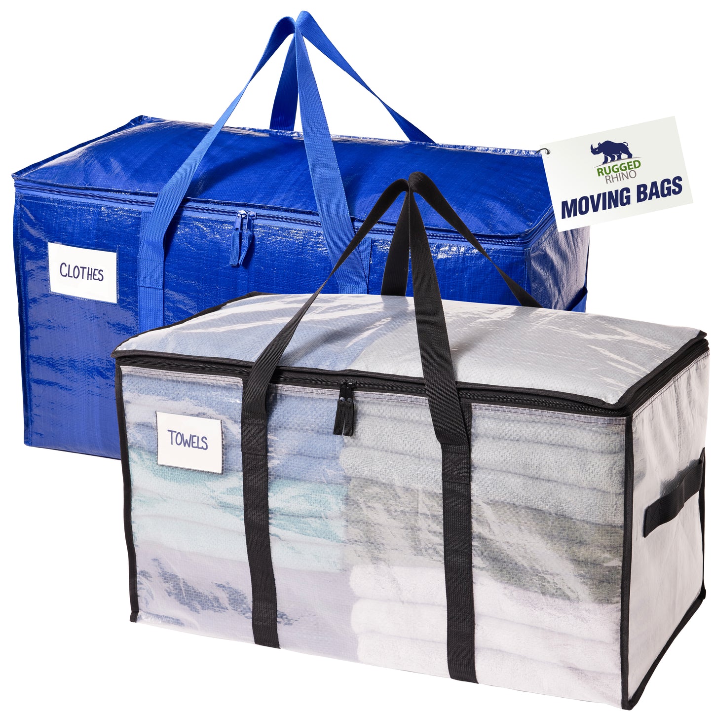 Rugged Rhino Moving Bags Gorilla Grip Translucent/Blue 2 Pack