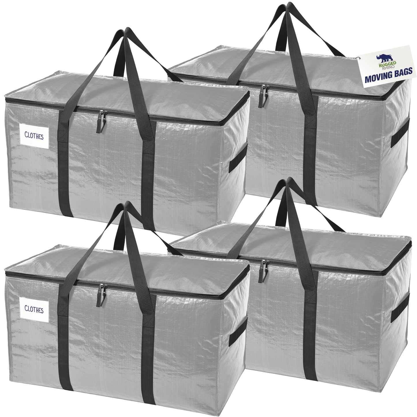 Rugged Rhino Moving Bags Gorilla Grip Silver 4 Pack