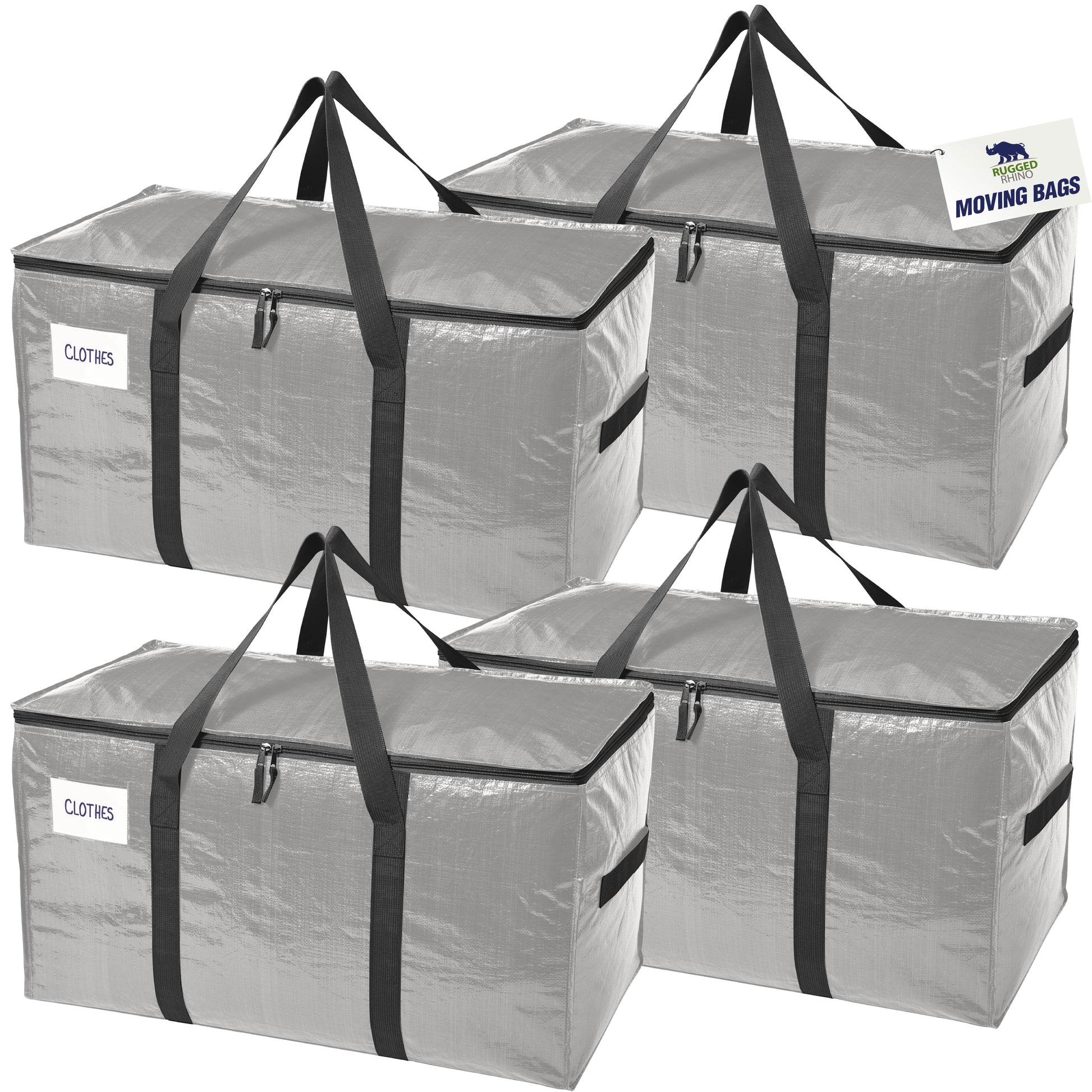 Rugged Rhino Moving Bags Gorilla Grip Silver 4 Pack