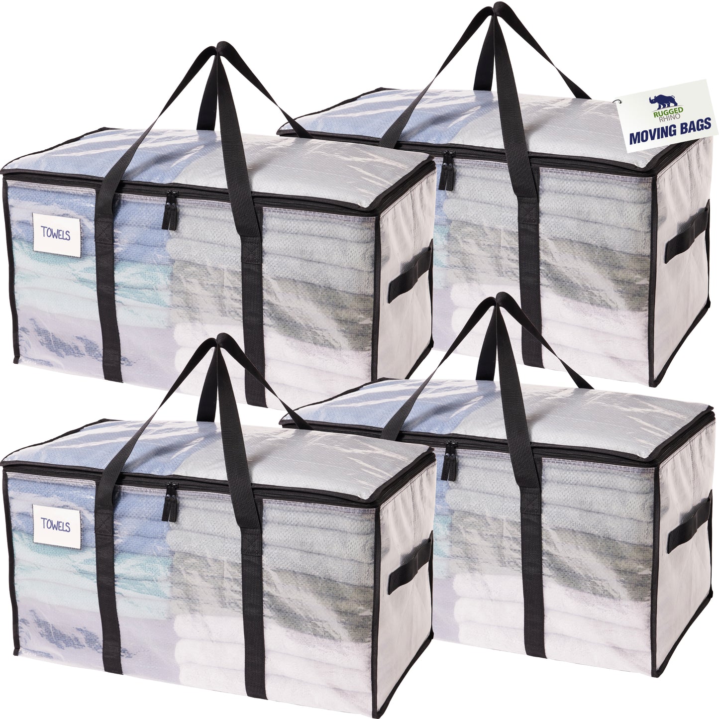Rugged Rhino Moving Bags Gorilla Grip Translucent 4 Pack