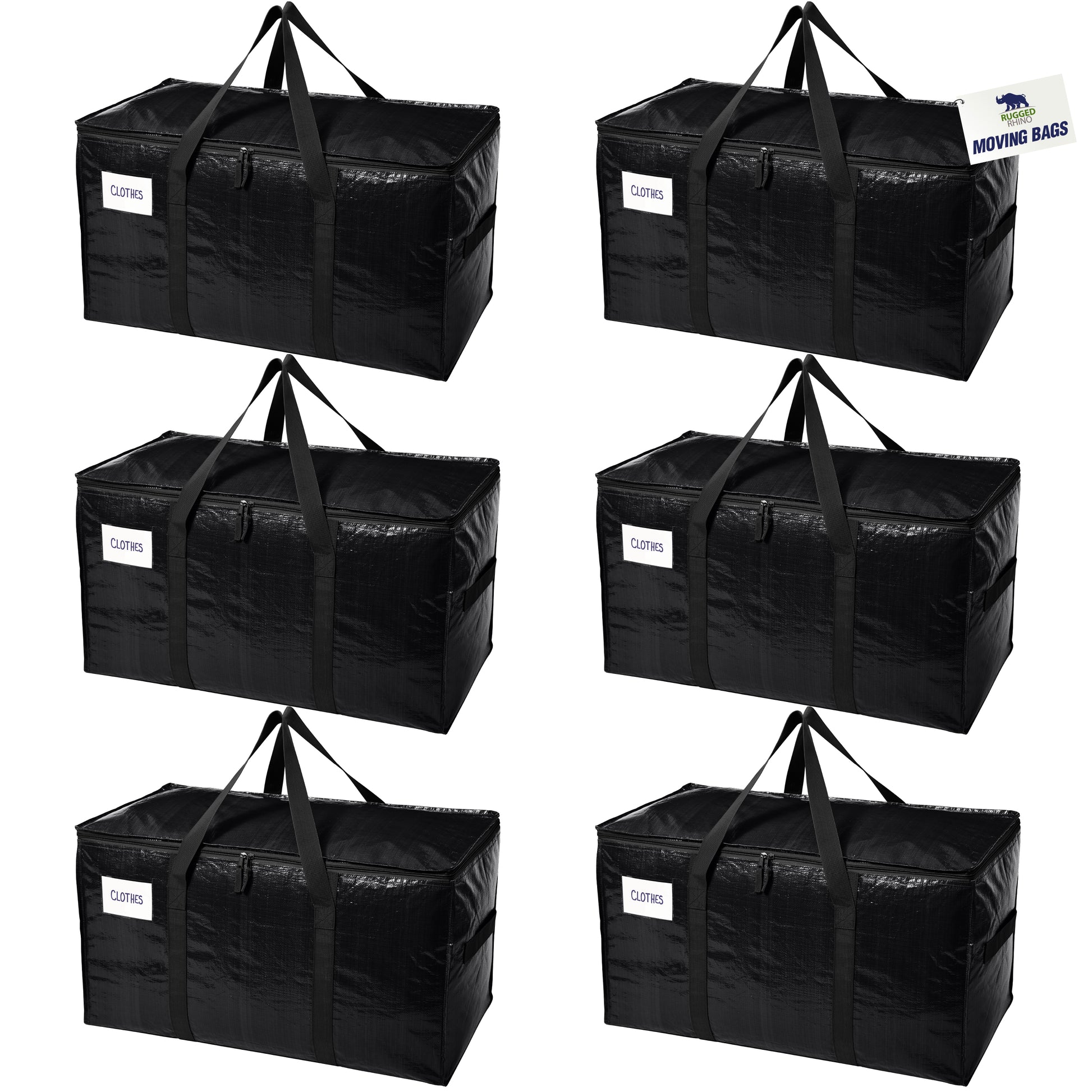 Rugged Rhino Moving Bags Gorilla Grip Black 6 Pack