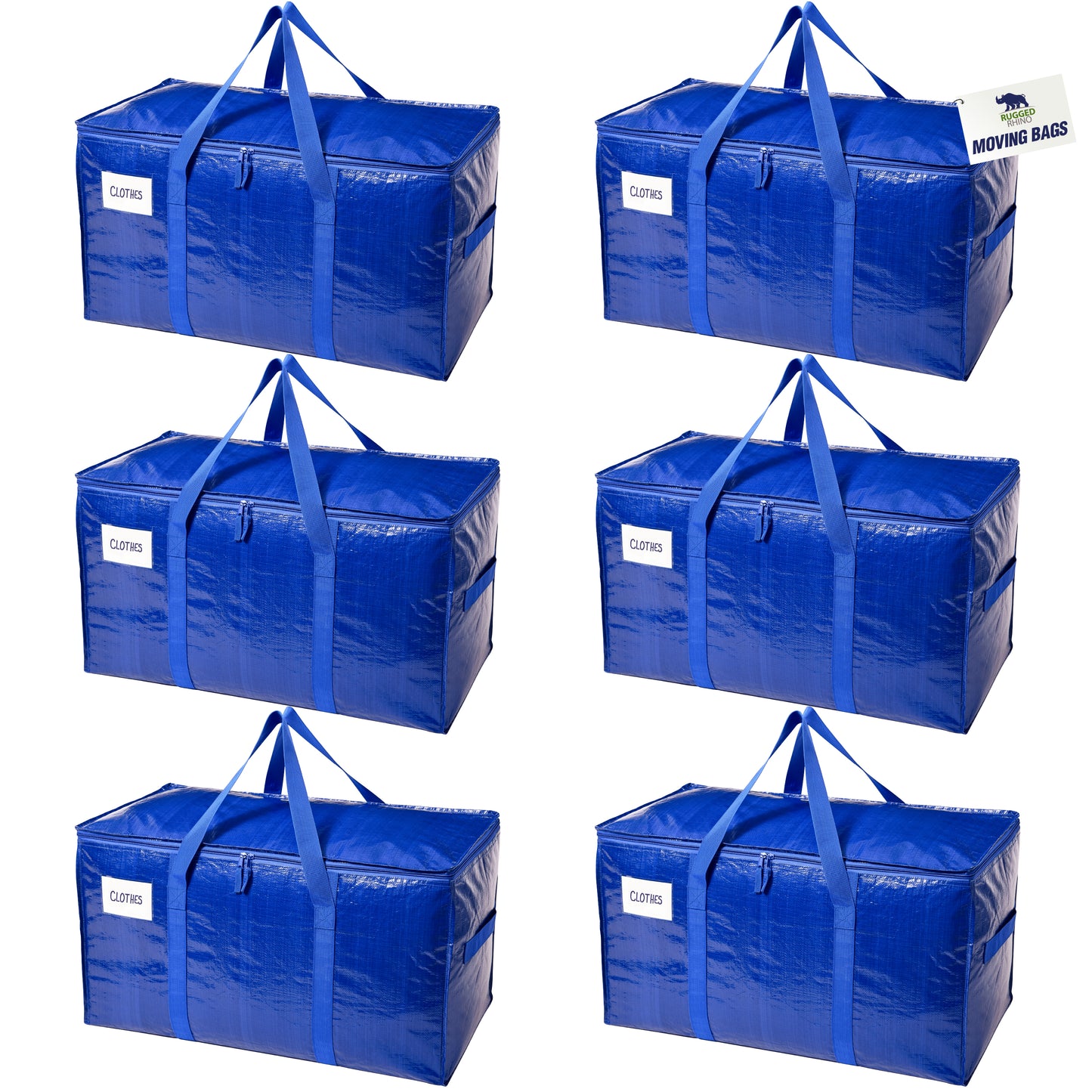 Rugged Rhino Moving Bags Gorilla Grip Blue 6 Pack