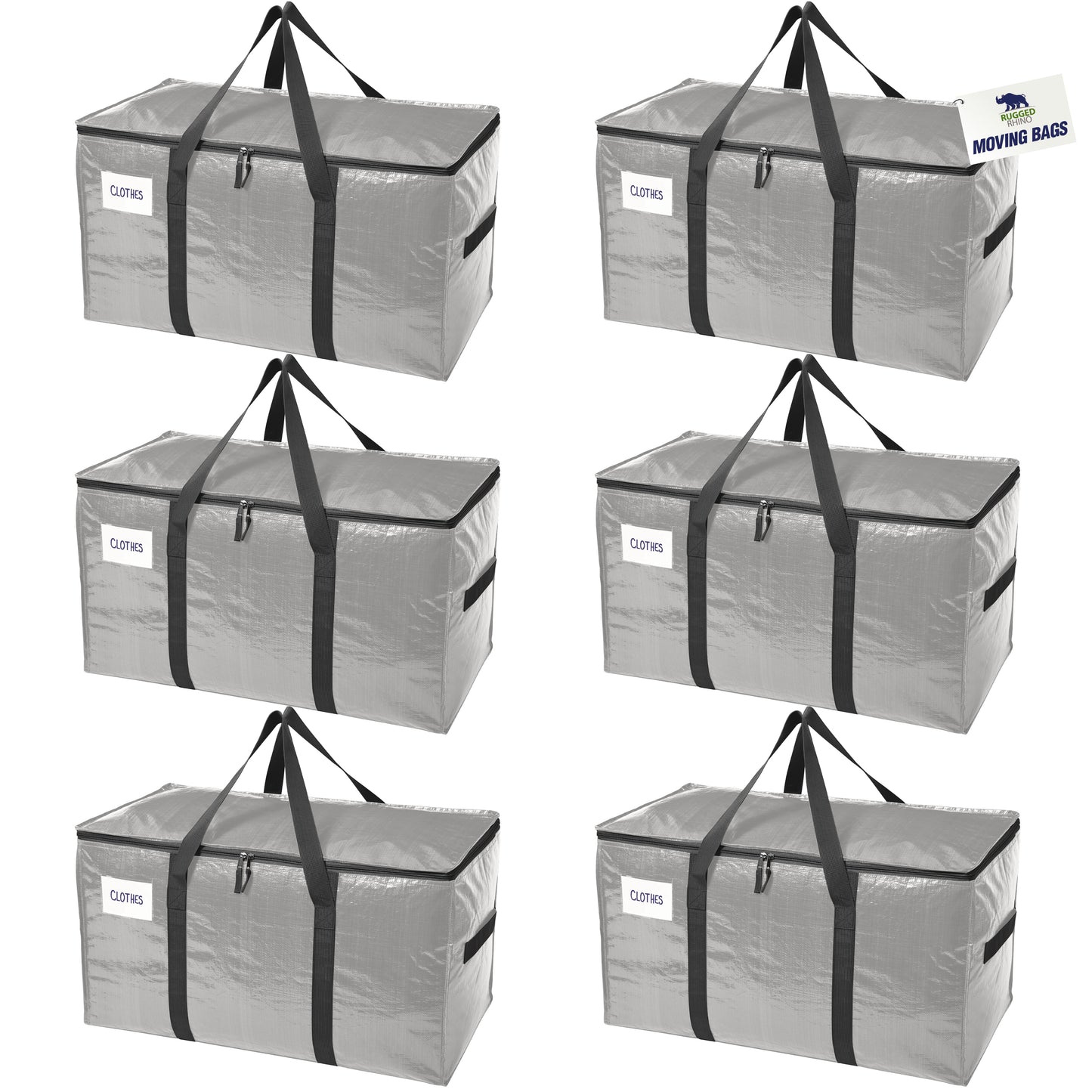 Rugged Rhino Moving Bags Gorilla Grip Silver 6 Pack