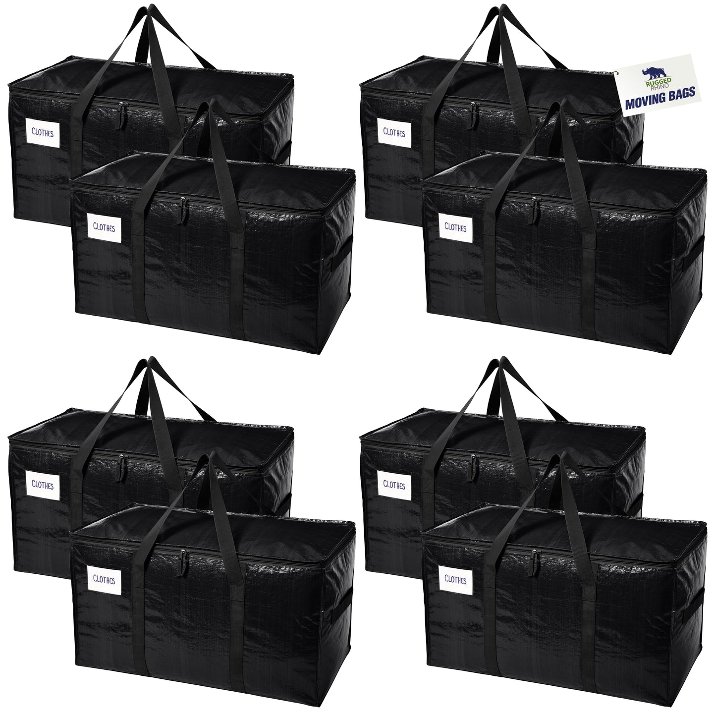 Rugged Rhino Moving Bags Gorilla Grip Black 8 Pack