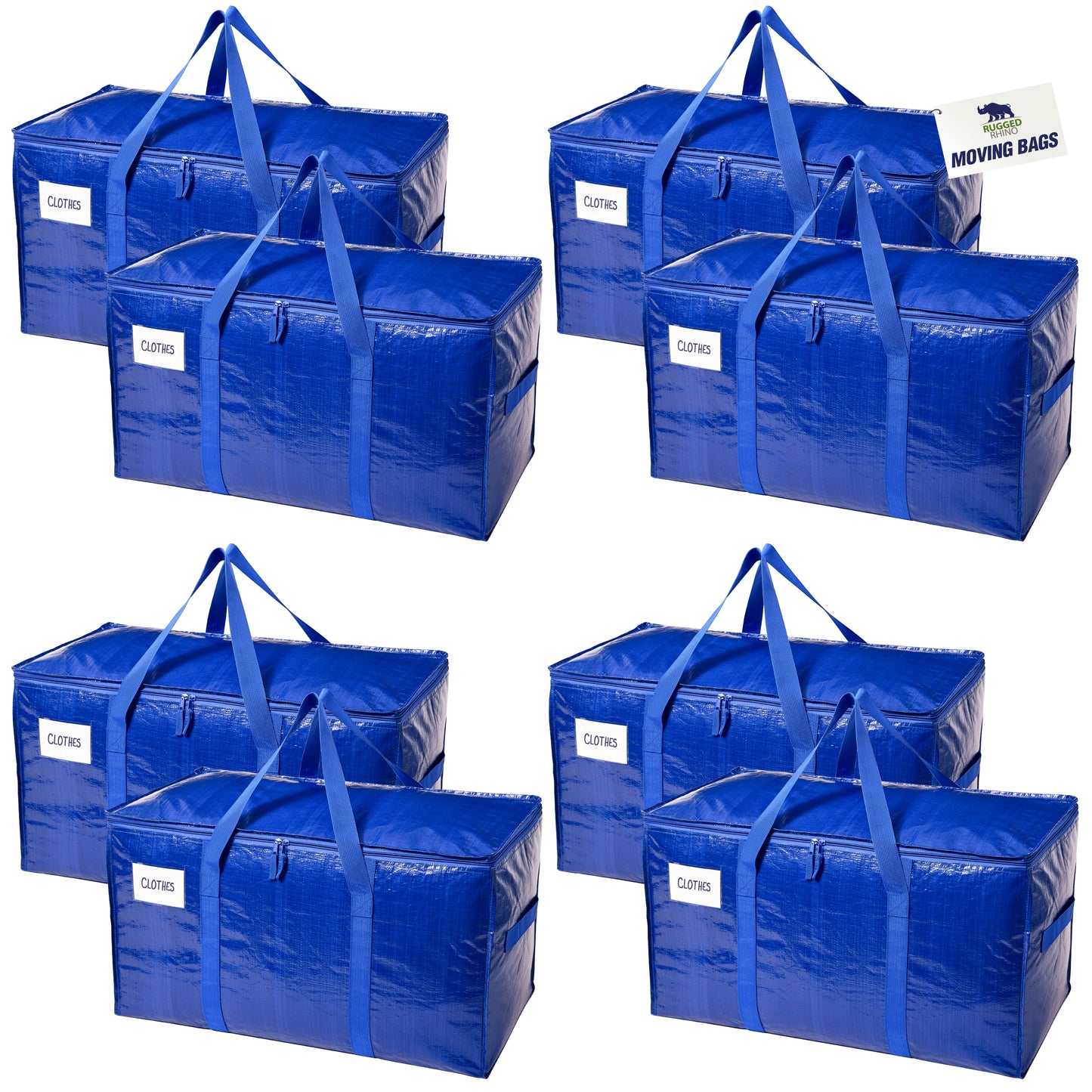 Rugged Rhino Moving Bags Gorilla Grip Blue 8 Pack